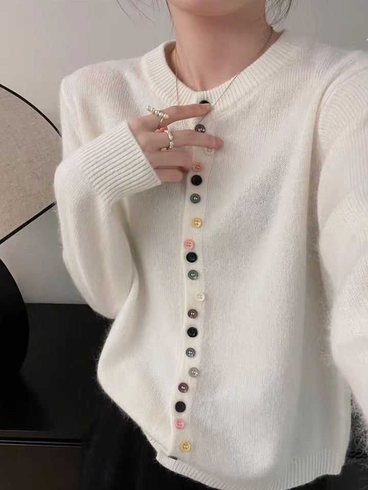 Hyacinth classic crew neck button cardigan – image 5
