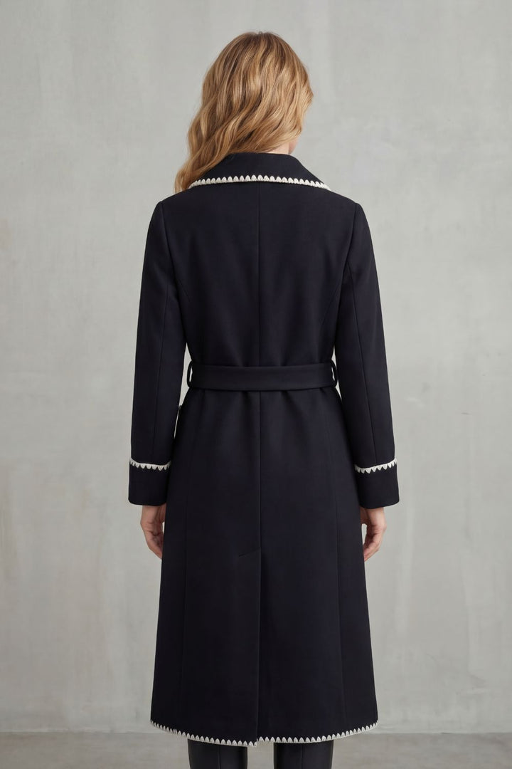 Marianne longline belted coat with contrast trim – image 4