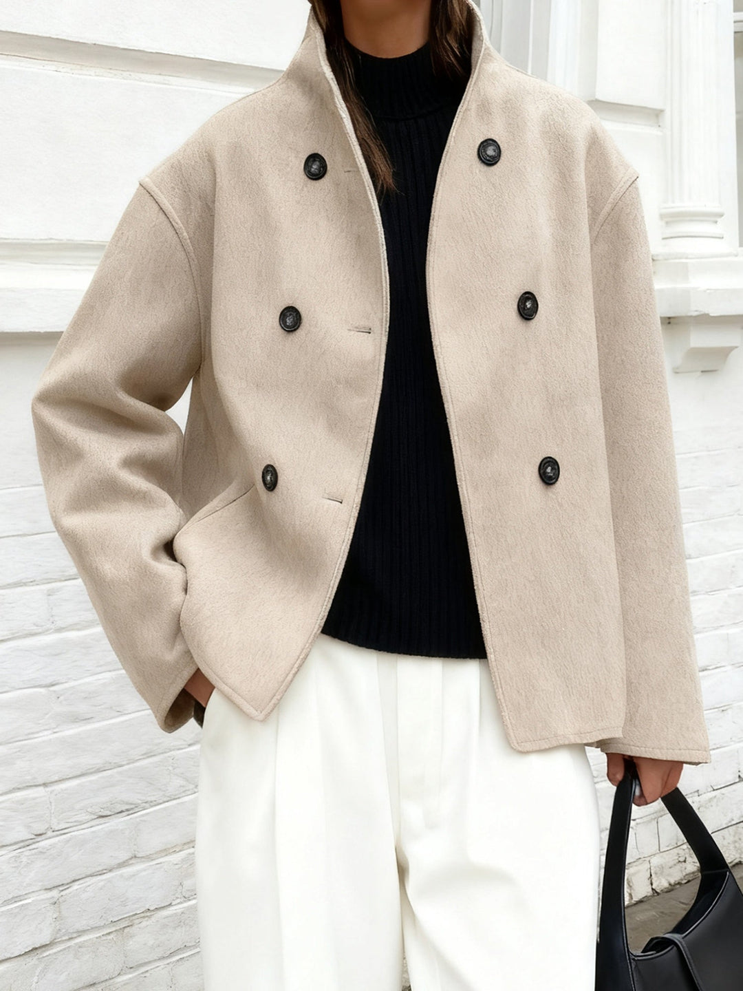 Molly cropped stand collar pea coat – image 3
