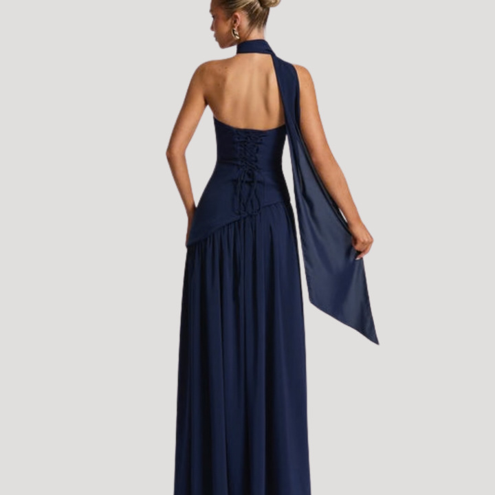 Bonnie strapless maxi dress with choker neck – image 20
