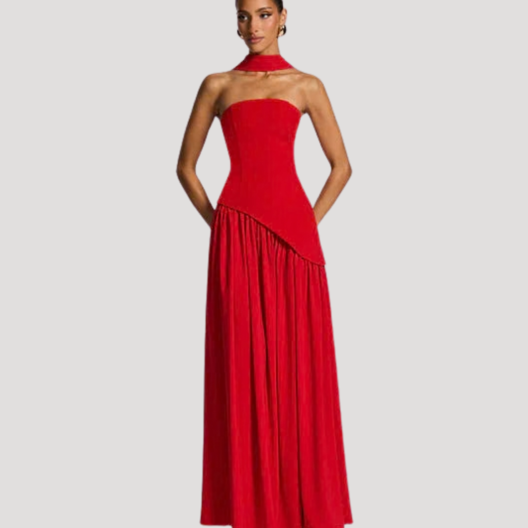 Bonnie strapless maxi dress with choker neck – image 21