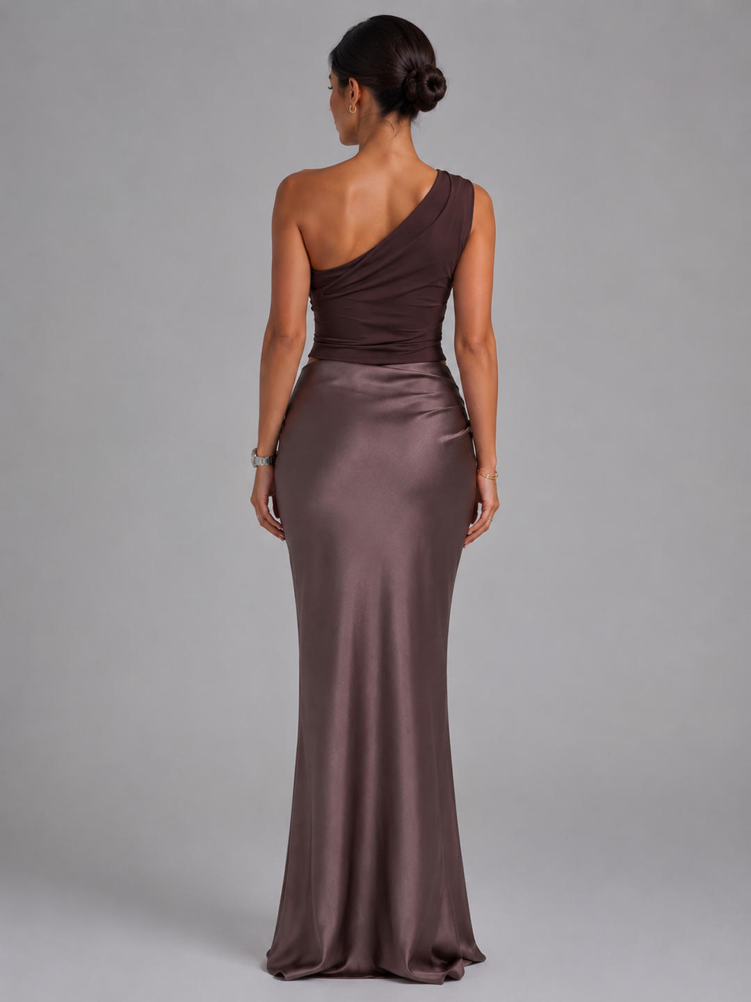 Celeste one shoulder satin maxi dress – image 3