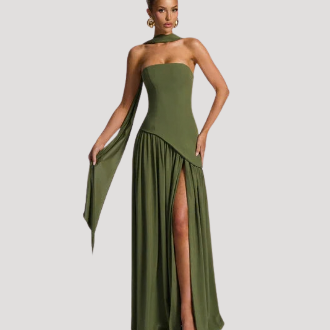 Bonnie strapless maxi dress with choker neck – image 24