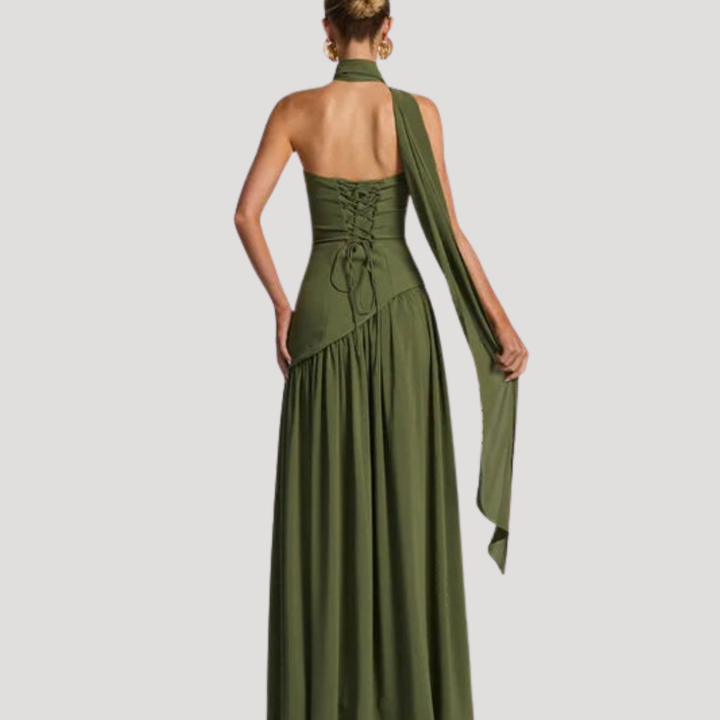Bonnie strapless maxi dress with choker neck – image 27
