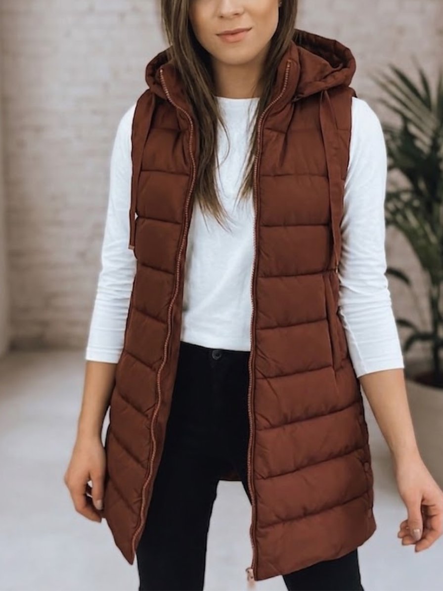 Sidonie long hooded puffer gilet – image 4