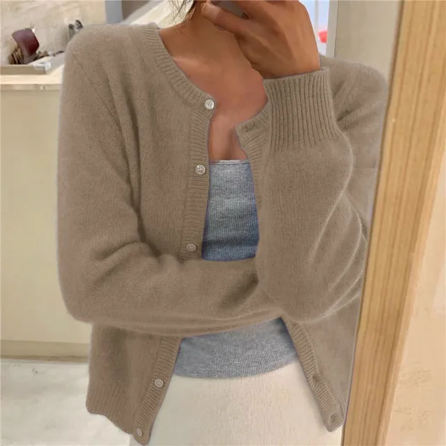 Eirlys feather soft crew neck cardigan – image 5