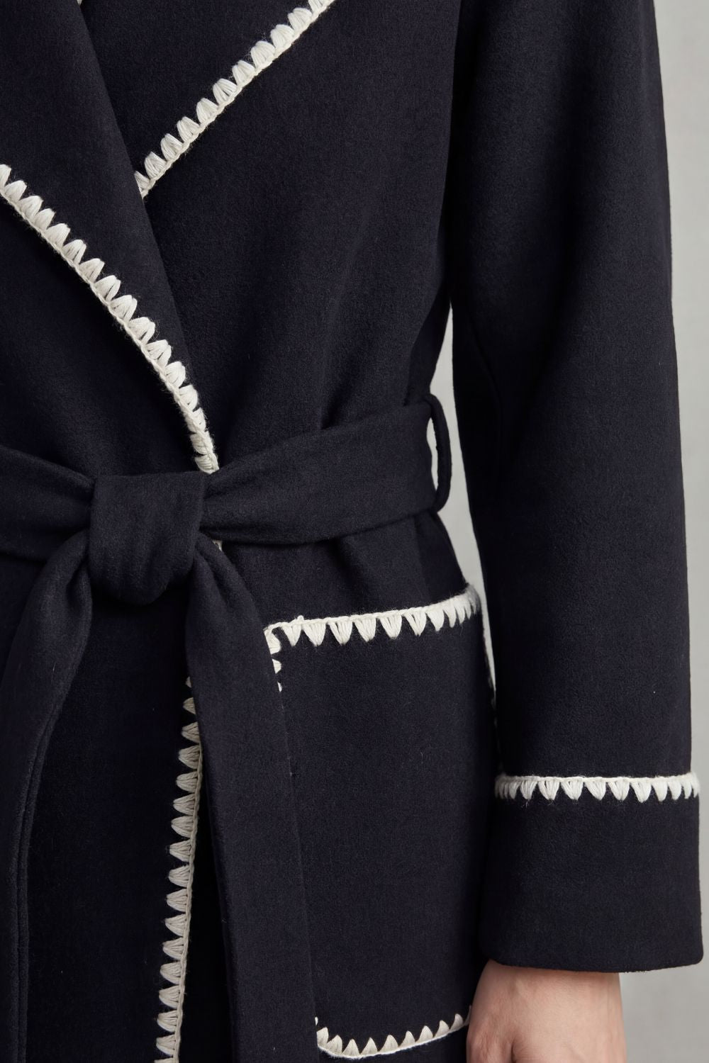 Marianne longline belted coat with contrast trim – image 5
