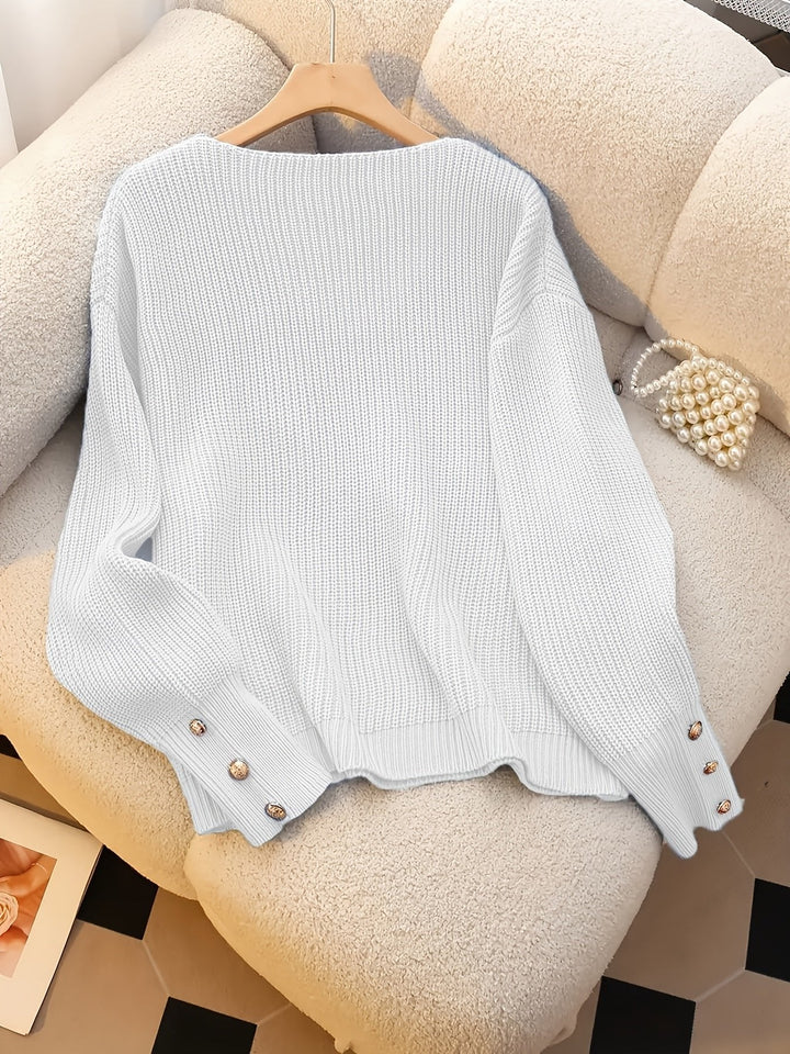 Jade ribbed v neck knitted jumper – image 6
