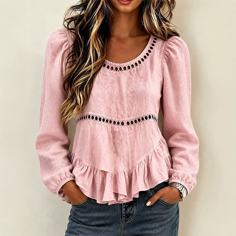 Lavinia lace trim ruffle blouse – image 5