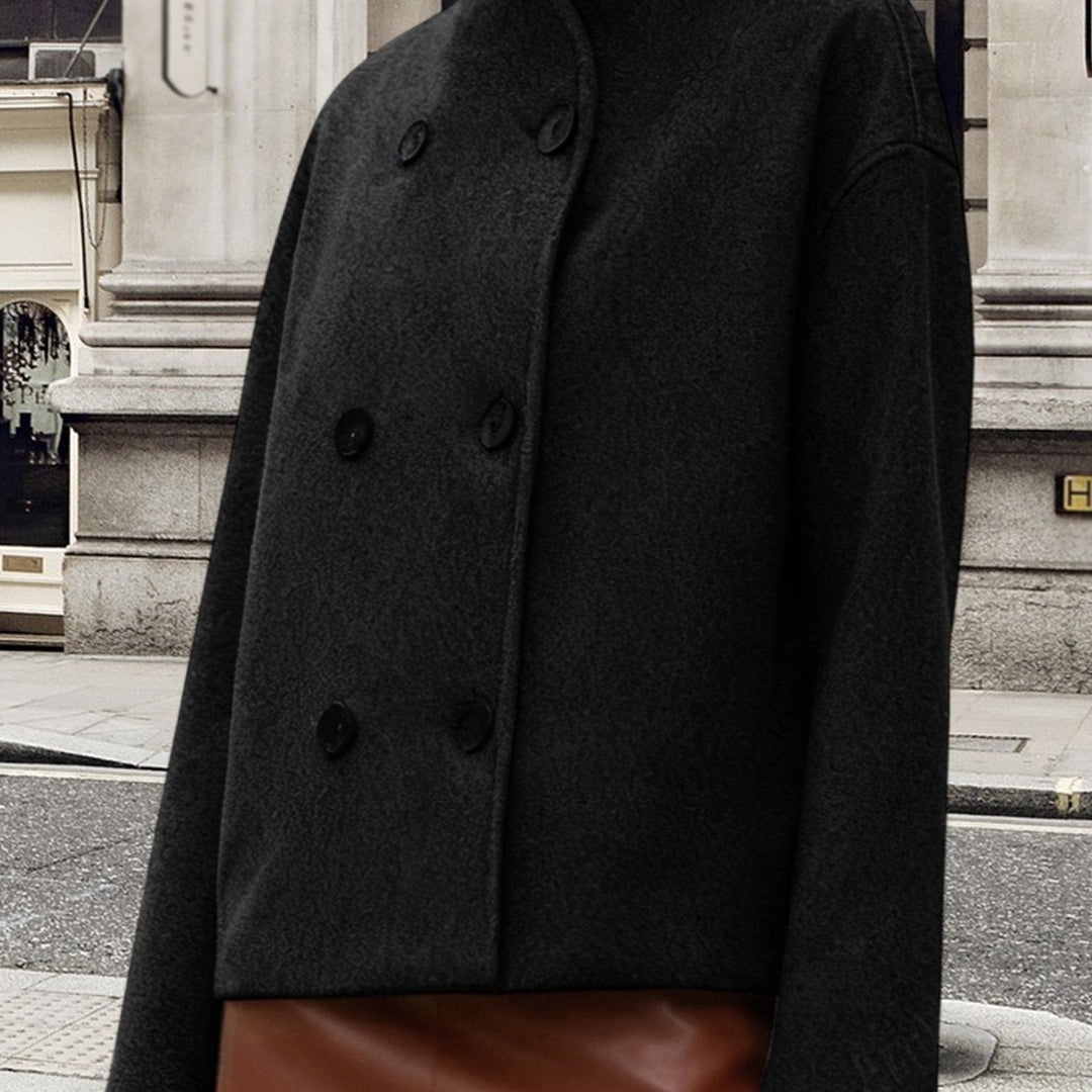 Molly cropped stand collar pea coat – image 11