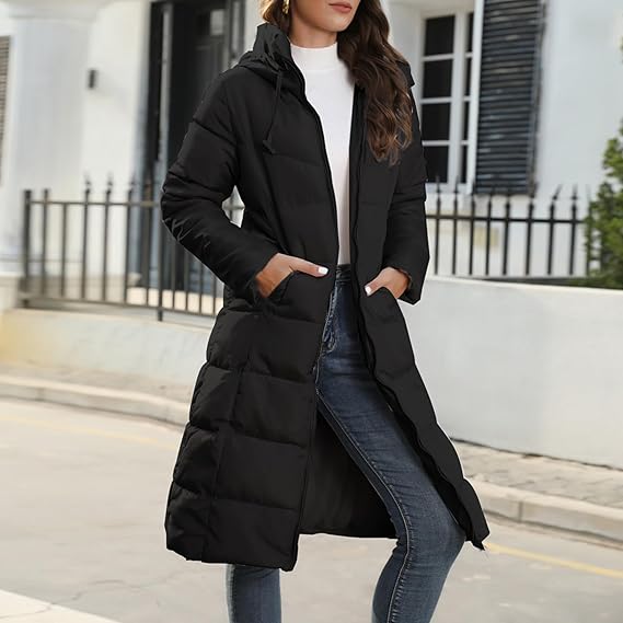 Gisele long hooded padded puffer coat – image 5