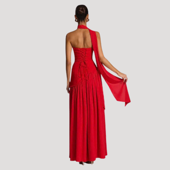 Bonnie strapless maxi dress with choker neck – image 31