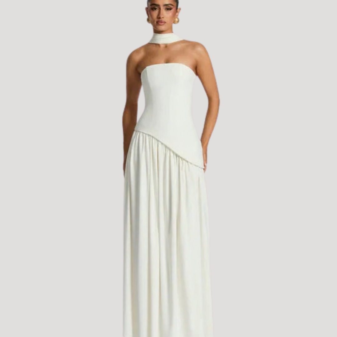 Bonnie strapless maxi dress with choker neck – image 33