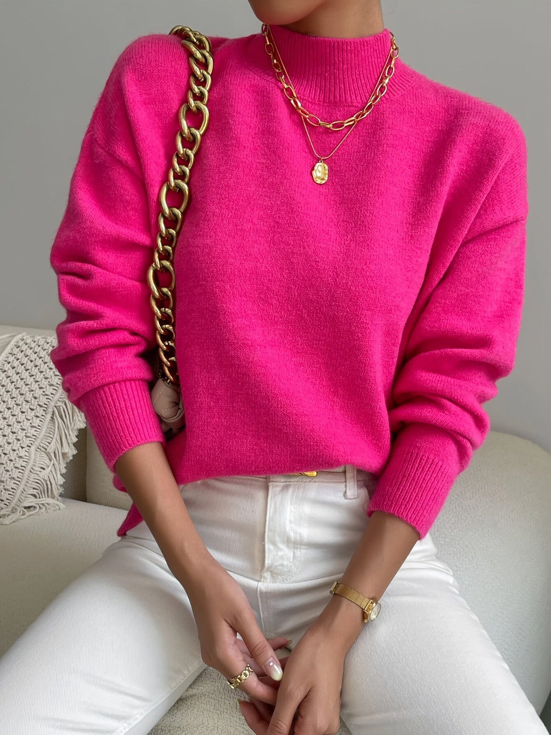 Lowri high neck knitted jumper – image 10