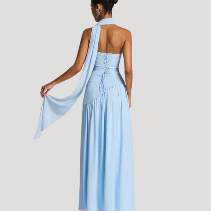 Bonnie strapless maxi dress with choker neck – image 37