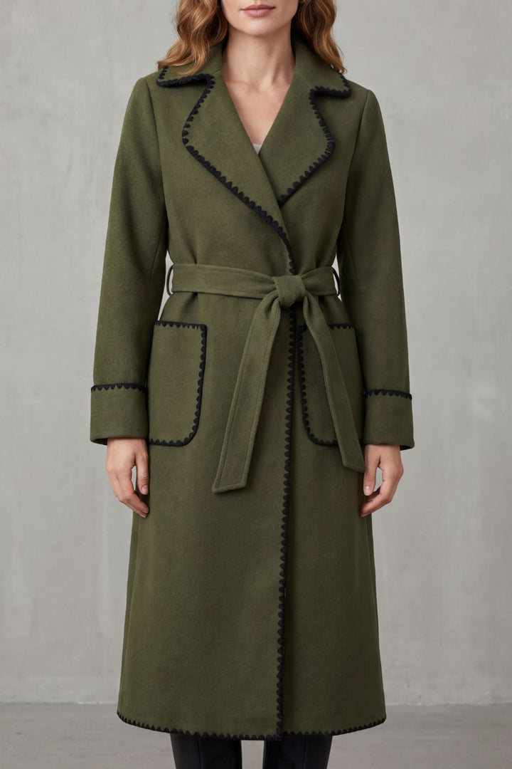Marianne longline belted coat with contrast trim – image 8