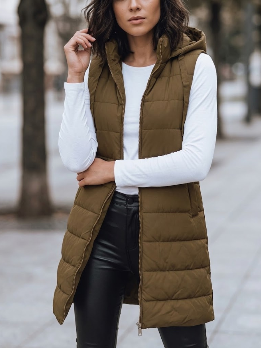 Sidonie long hooded puffer gilet – image 6
