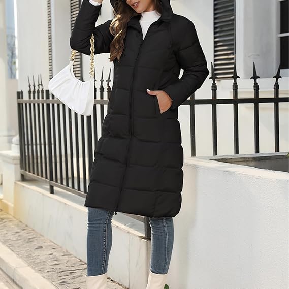 Gisele long hooded padded puffer coat – image 7