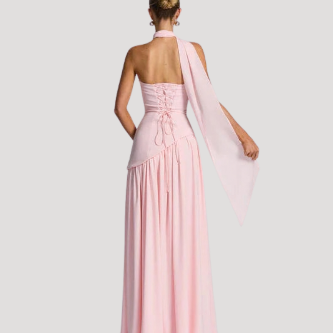 Bonnie strapless maxi dress with choker neck – image 43