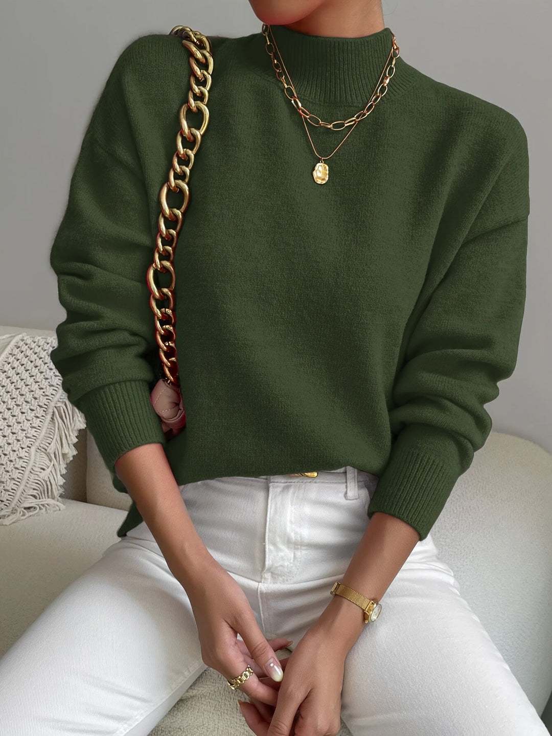Lowri high neck knitted jumper – image 32