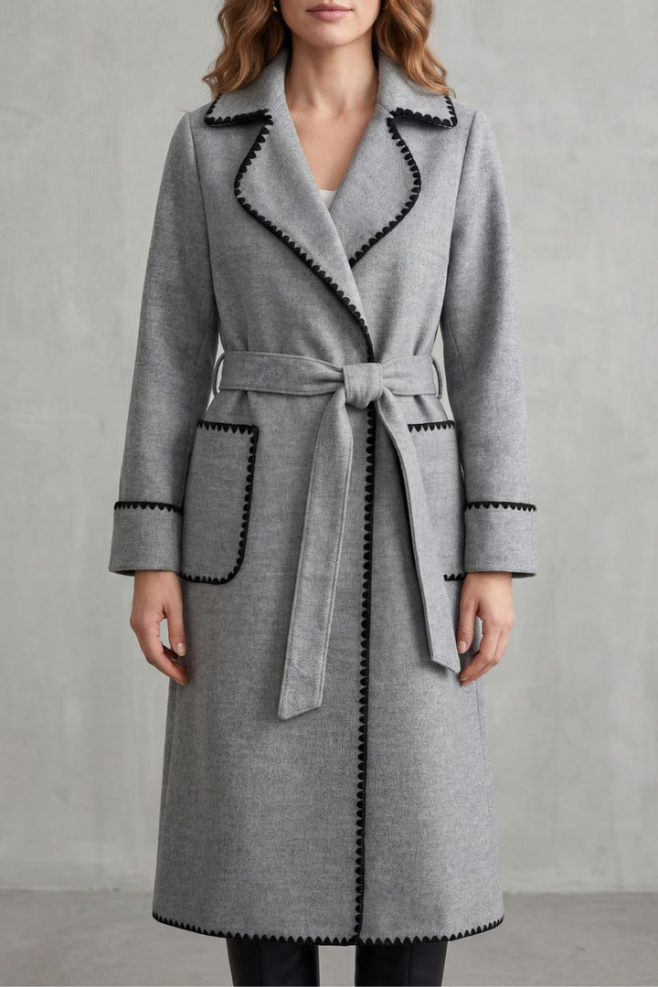 Marianne longline belted coat with contrast trim – image 6