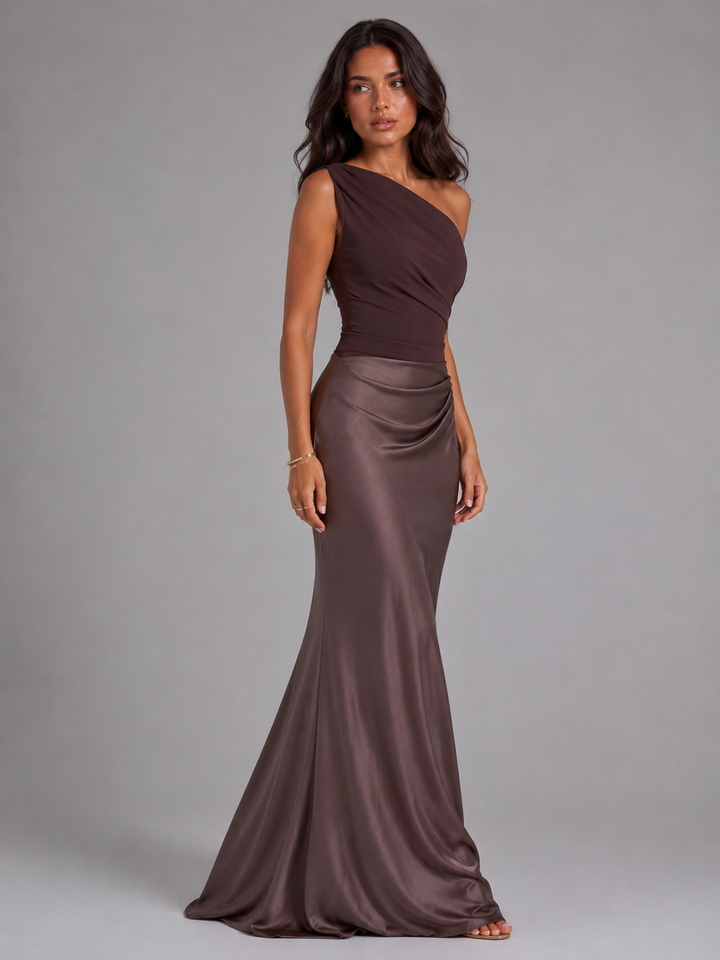 Celeste one shoulder satin maxi dress – image 9