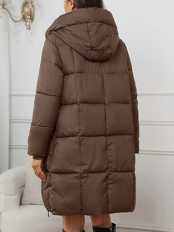 Morag long quilted winter coat with hood – image 2