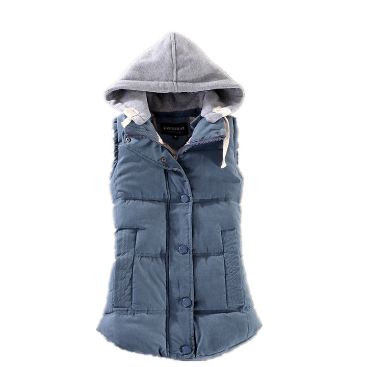 Oona contrast hood fitted quilted gilet – image 4
