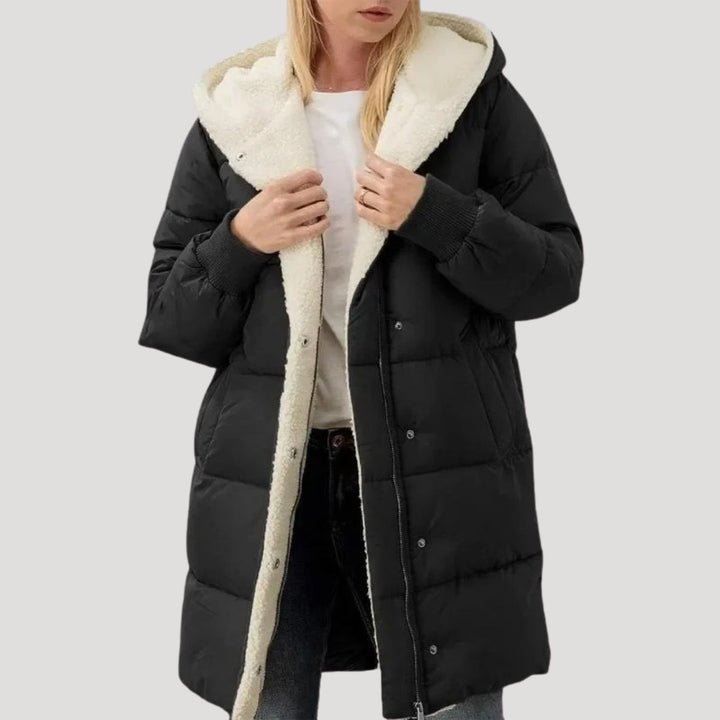 Senara faux fur lined long puffer coat