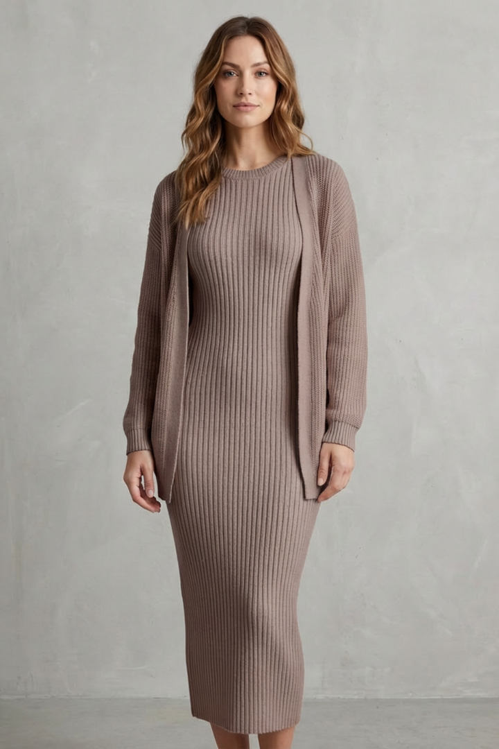 Lana ribbed knit midi dress and cardigan set – image 10