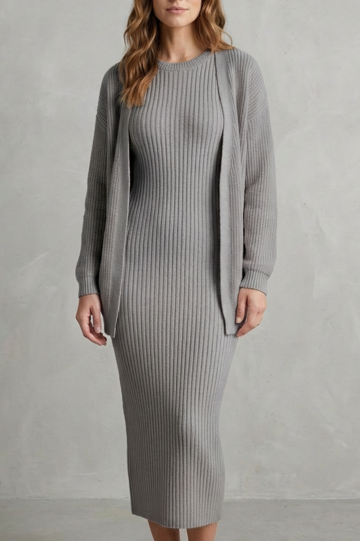 Lana ribbed knit midi dress and cardigan set – image 11