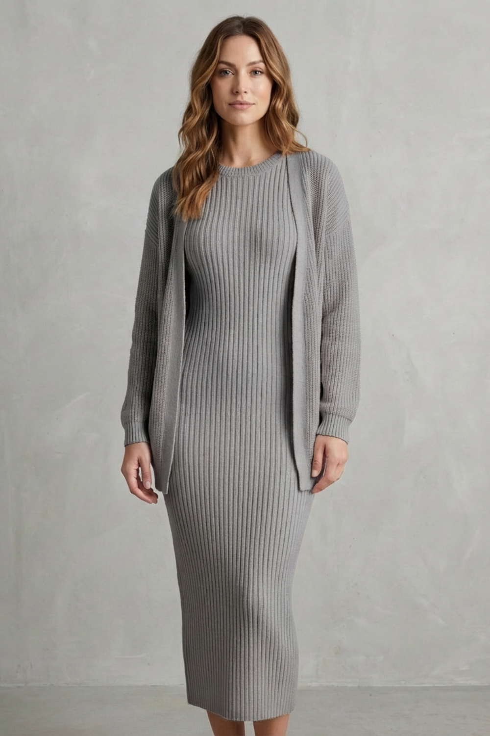 Lana ribbed knit midi dress and cardigan set – image 12