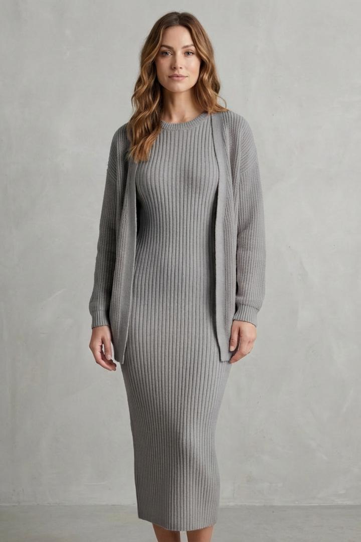 Lana ribbed knit midi dress and cardigan set – image 12