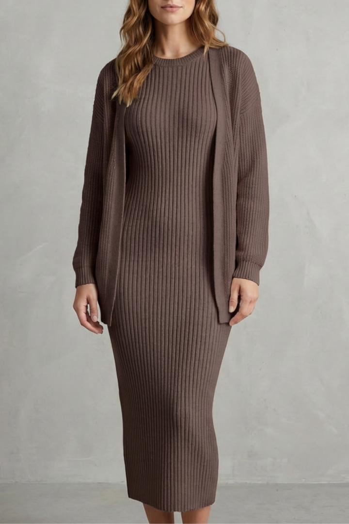 Lana ribbed knit midi dress and cardigan set – image 13