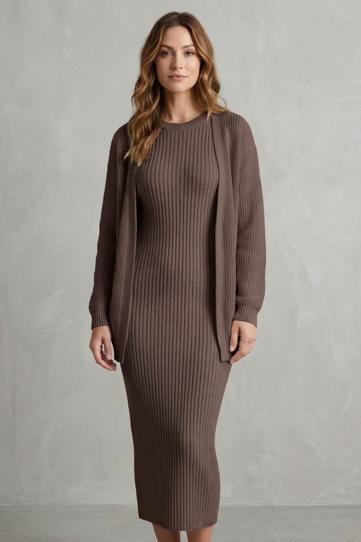 Lana ribbed knit midi dress and cardigan set – image 14