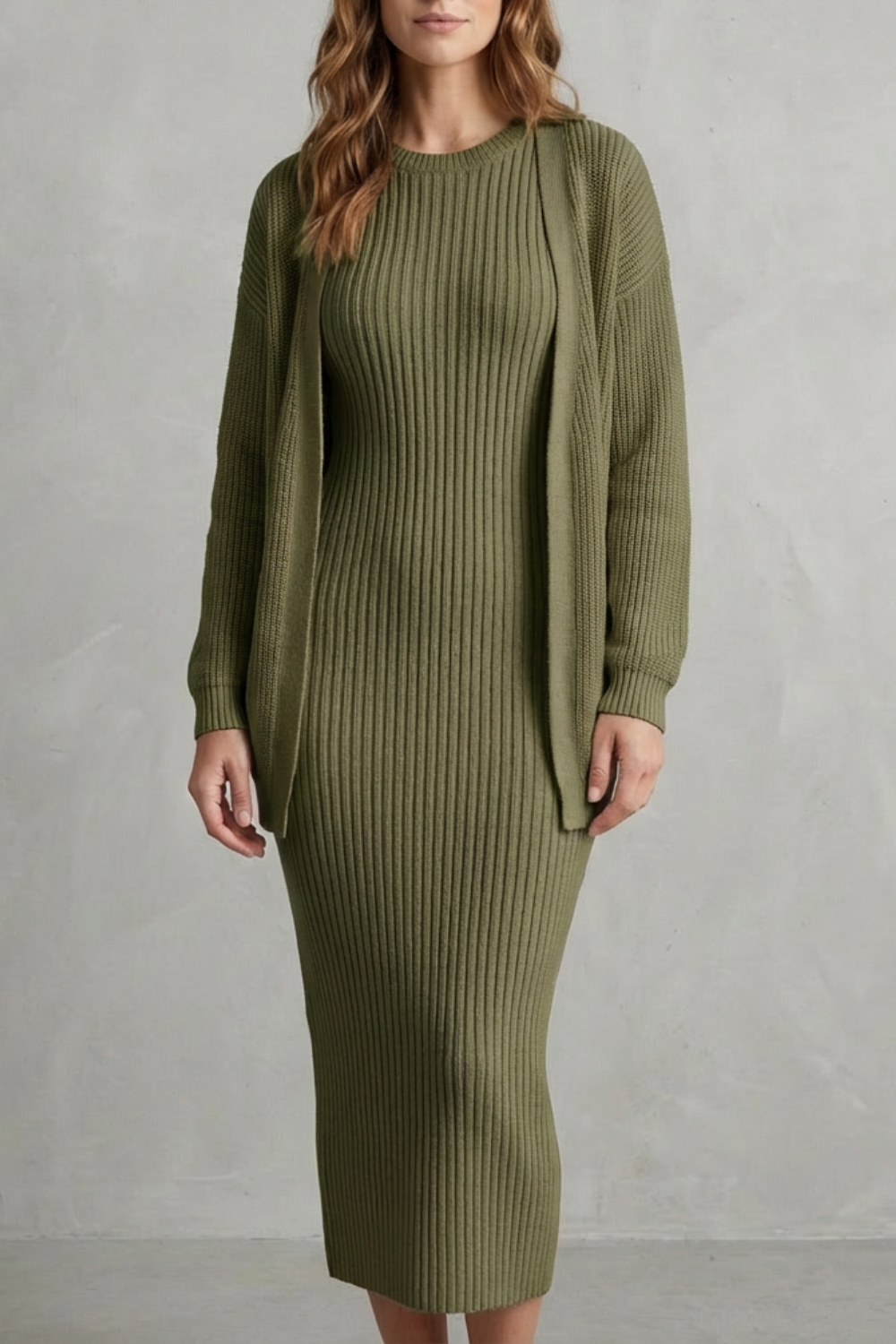 Lana ribbed knit midi dress and cardigan set – image 15