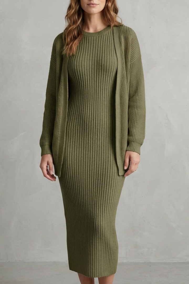 Lana ribbed knit midi dress and cardigan set – image 15
