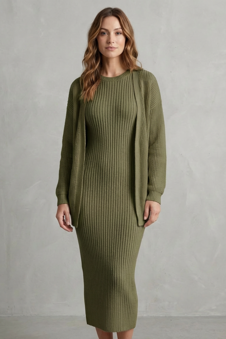Lana ribbed knit midi dress and cardigan set – image 16