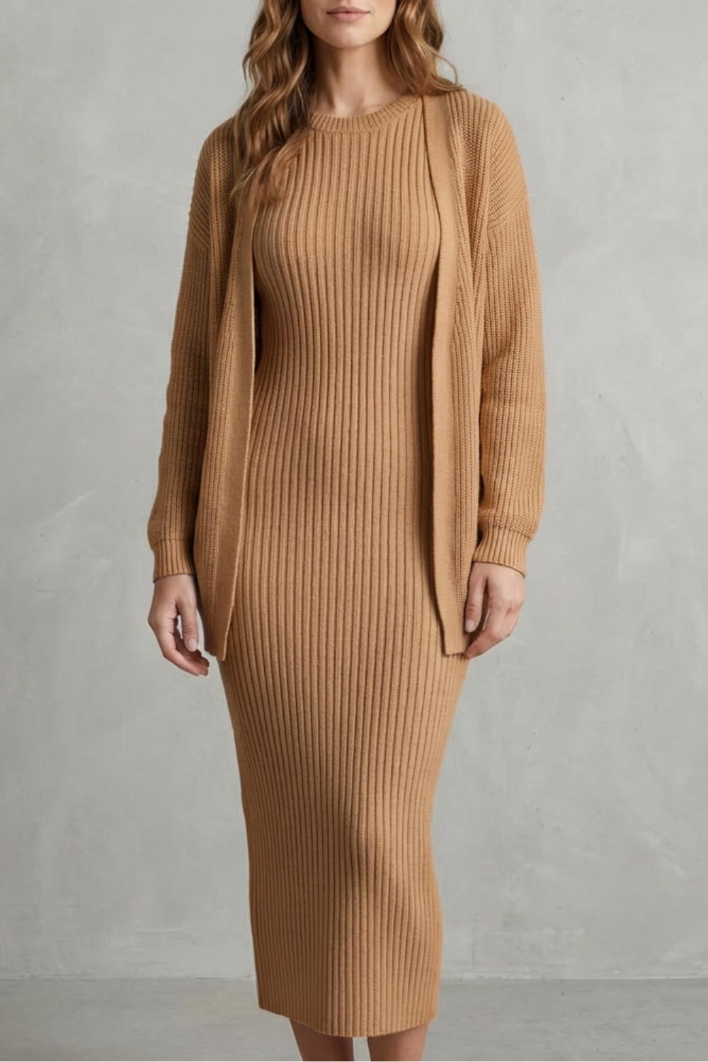 Lana ribbed knit midi dress and cardigan set – image 17