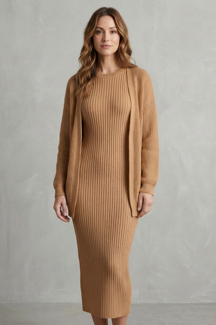 Lana ribbed knit midi dress and cardigan set – image 18