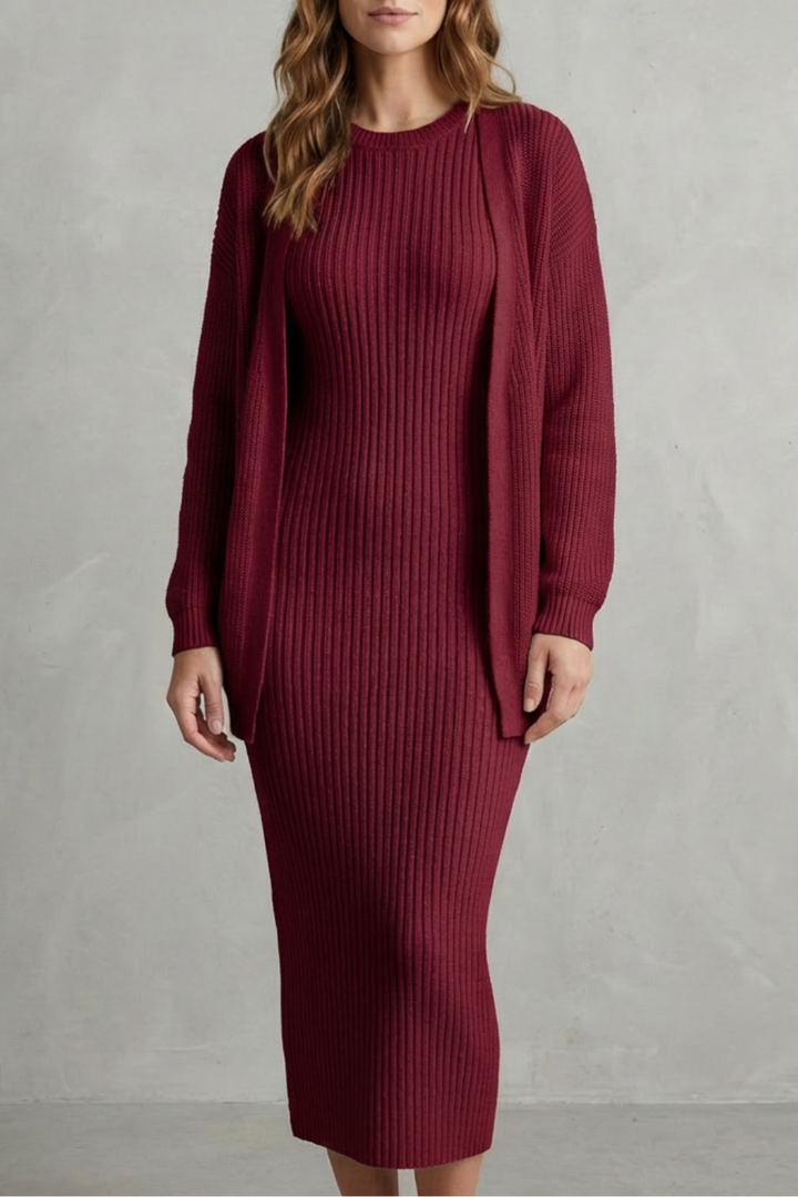 Lana ribbed knit midi dress and cardigan set – image 19