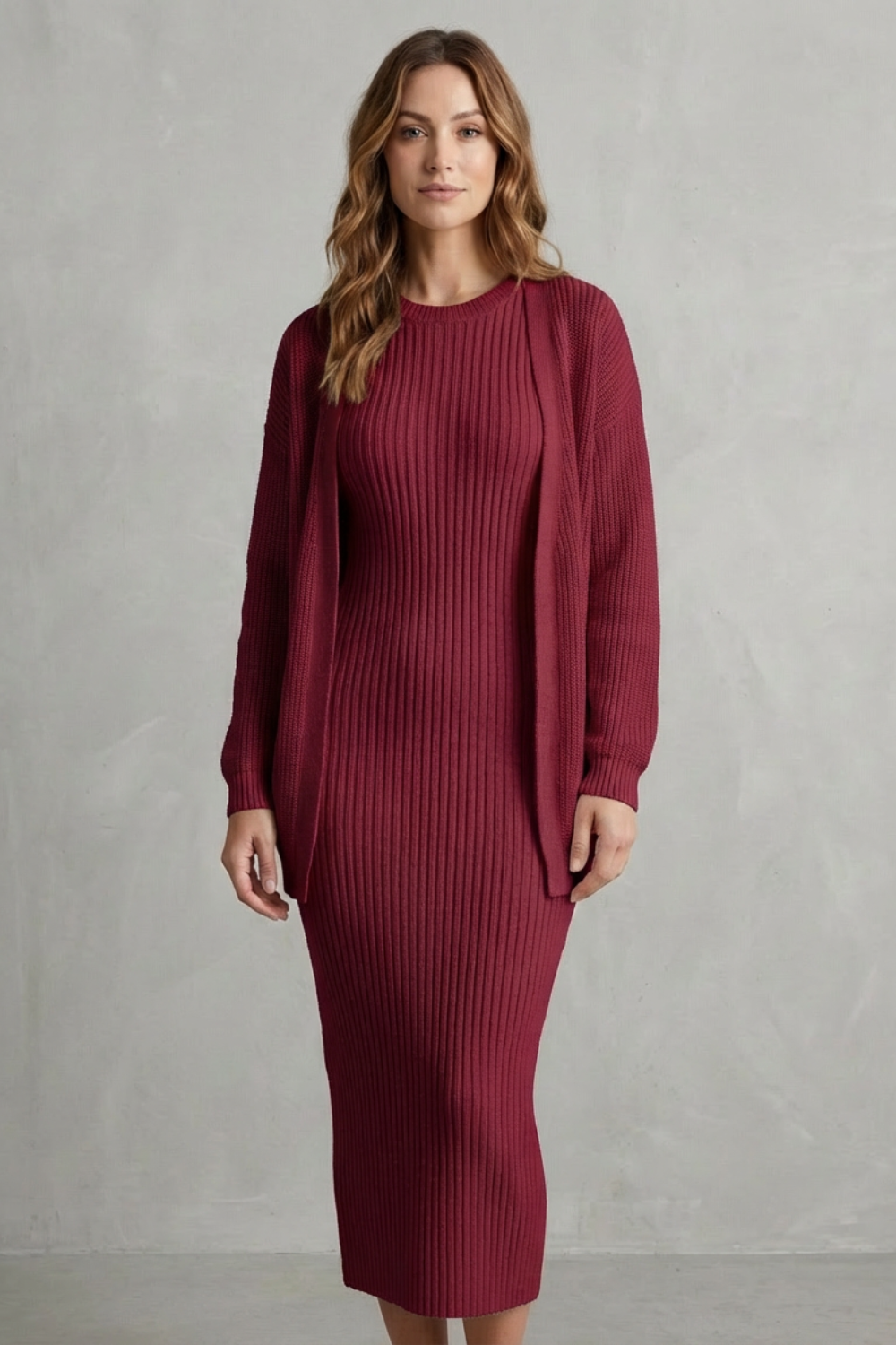 Lana ribbed knit midi dress and cardigan set – image 22