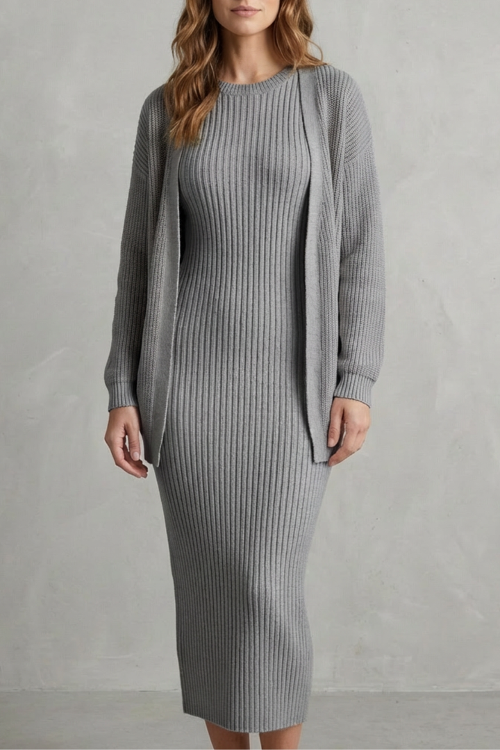 Lana ribbed knit midi dress and cardigan set – image 25