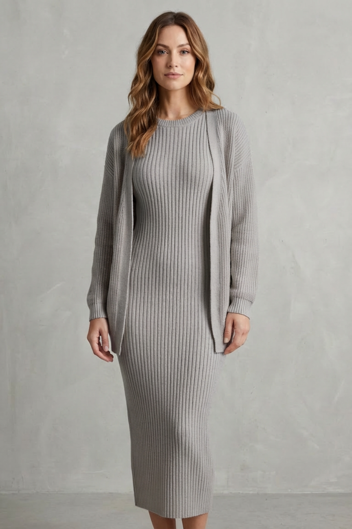 Lana ribbed knit midi dress and cardigan set – image 29