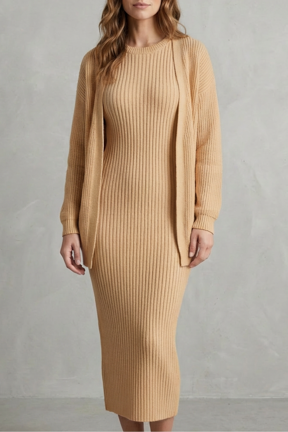 Lana ribbed knit midi dress and cardigan set – image 30
