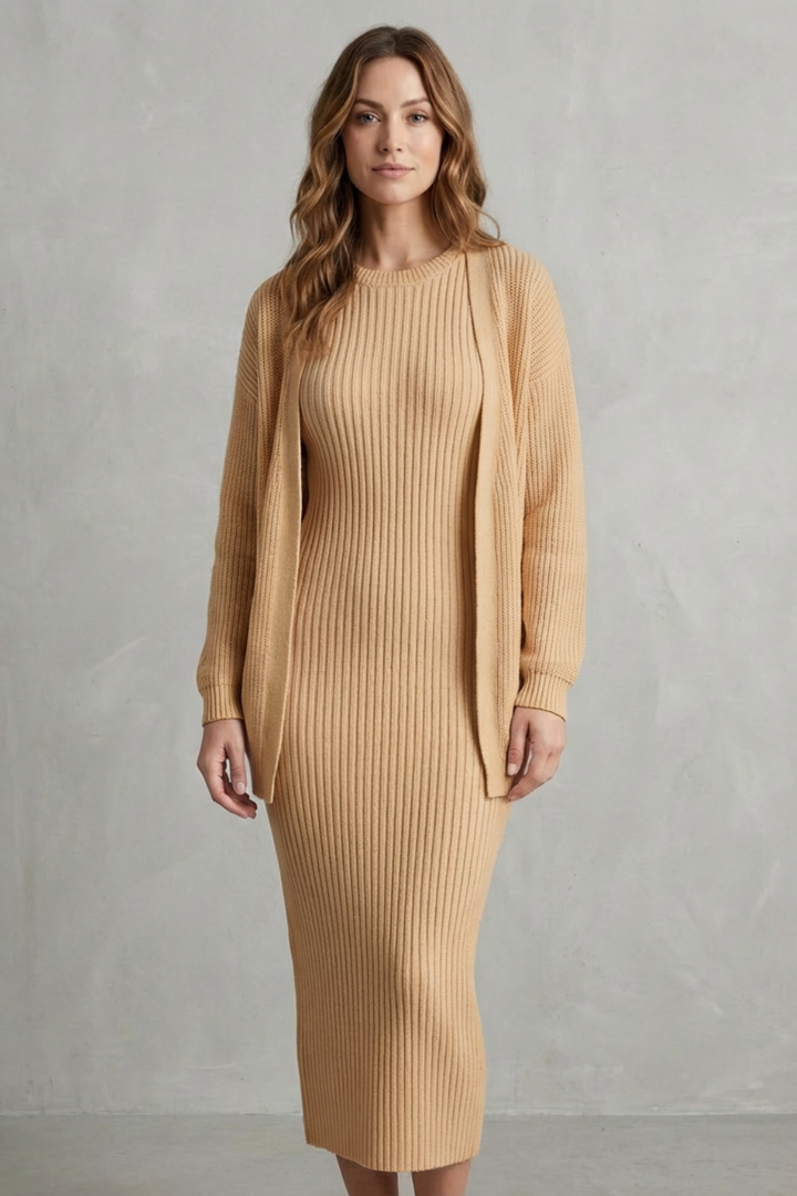 Lana ribbed knit midi dress and cardigan set – image 31