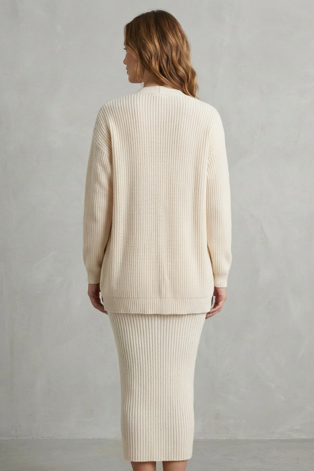 Lana ribbed knit midi dress and cardigan set – image 2