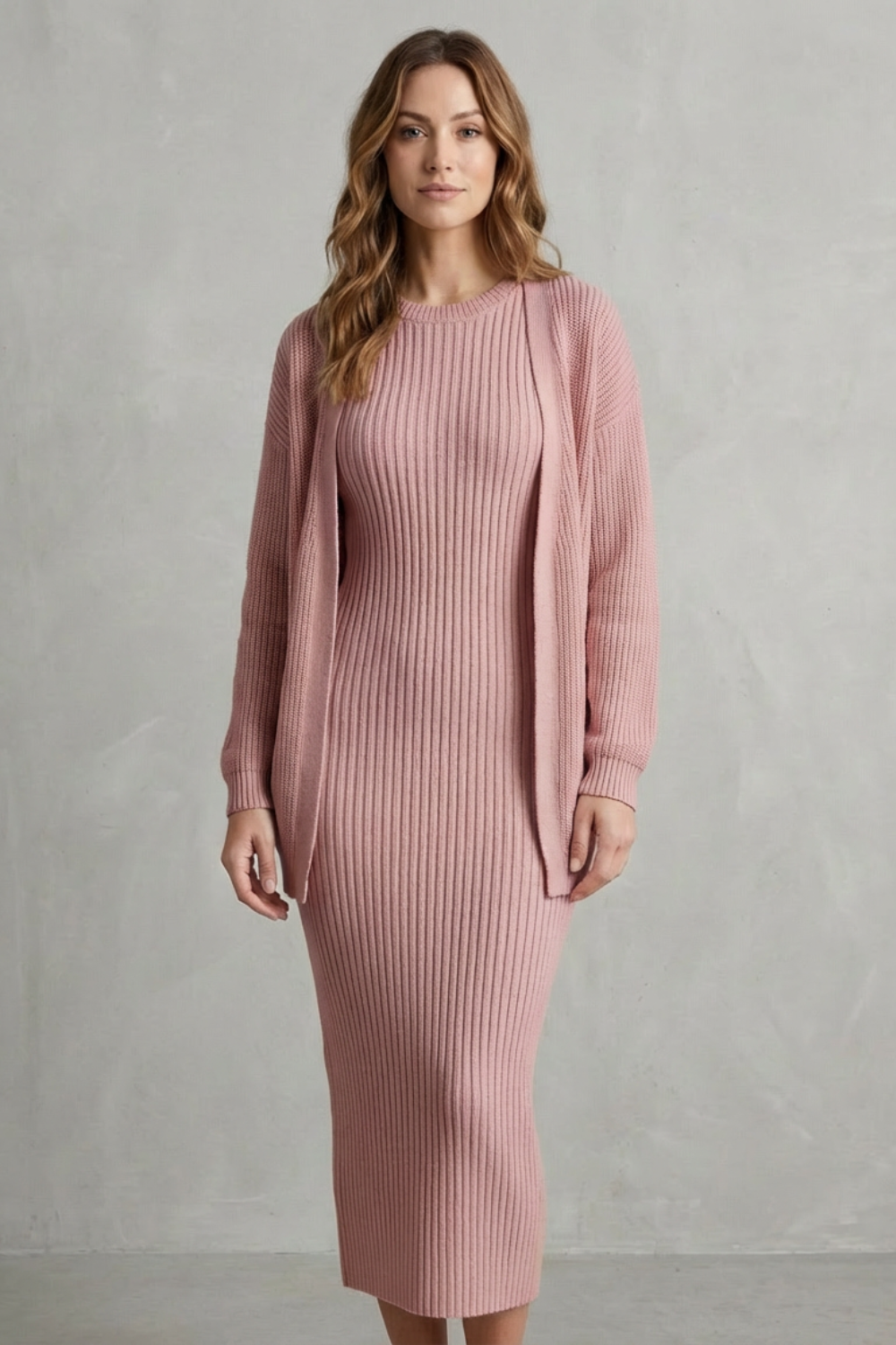 Lana ribbed knit midi dress and cardigan set – image 8