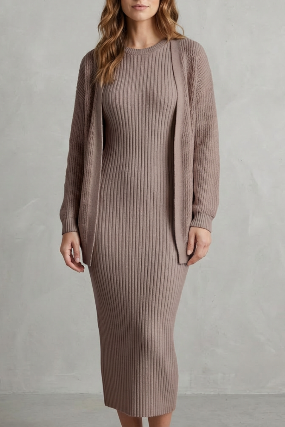 Lana ribbed knit midi dress and cardigan set – image 9