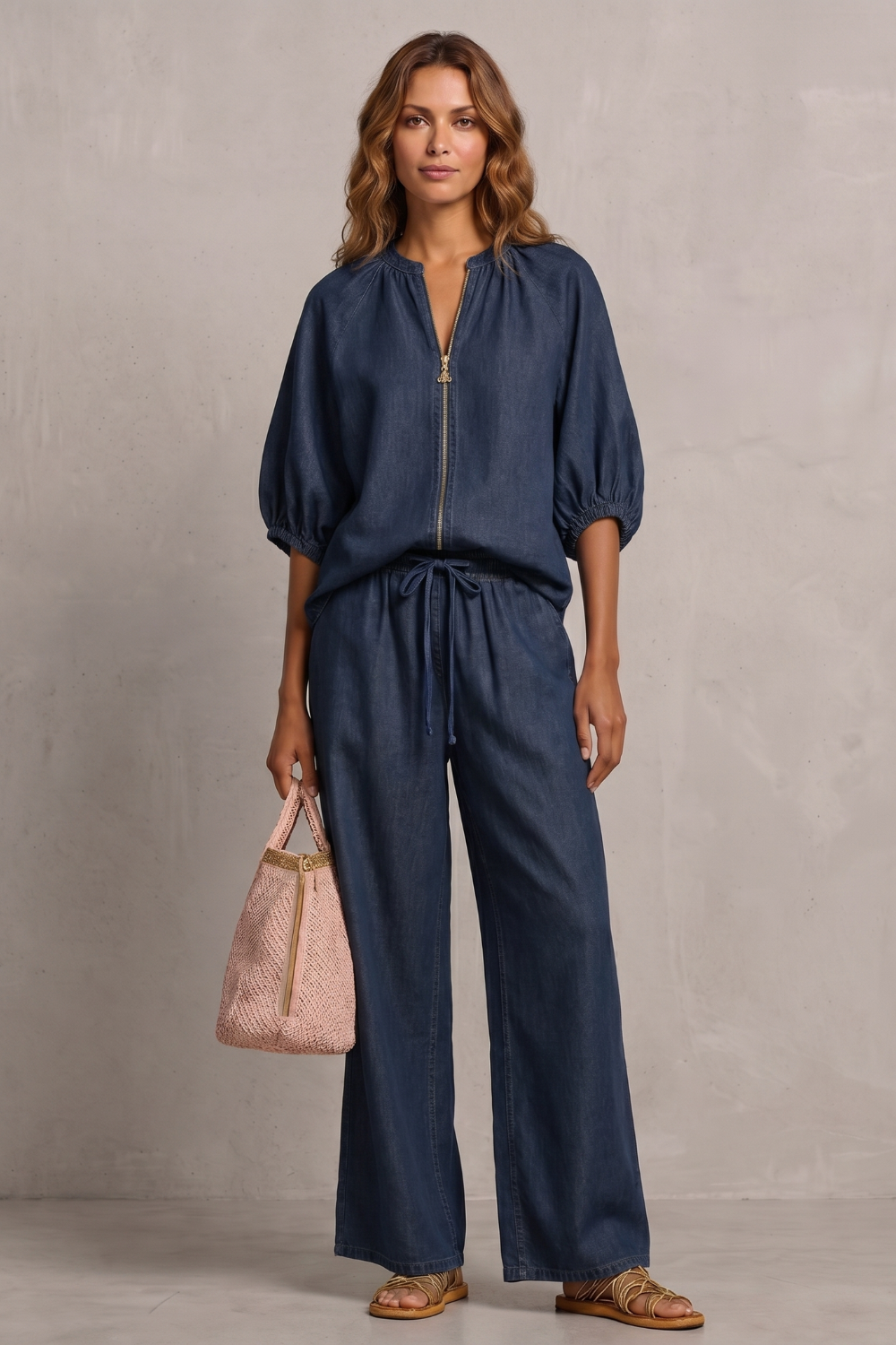 Felicity zip front puff sleeve trouser set – image 8